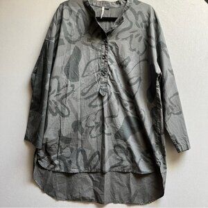 Ischiko Oska abstract print tunic oversize lager look oversized blouse sz L